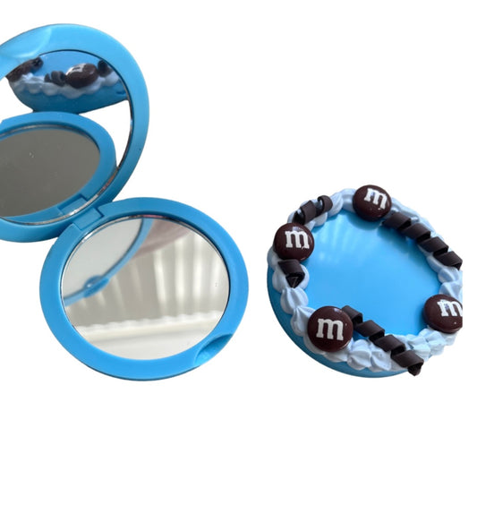 DIY blue M&M compact mirror